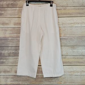 Liz Claiborne | Vintage Lagenlook Linen White Wide Leg Crop Pants M